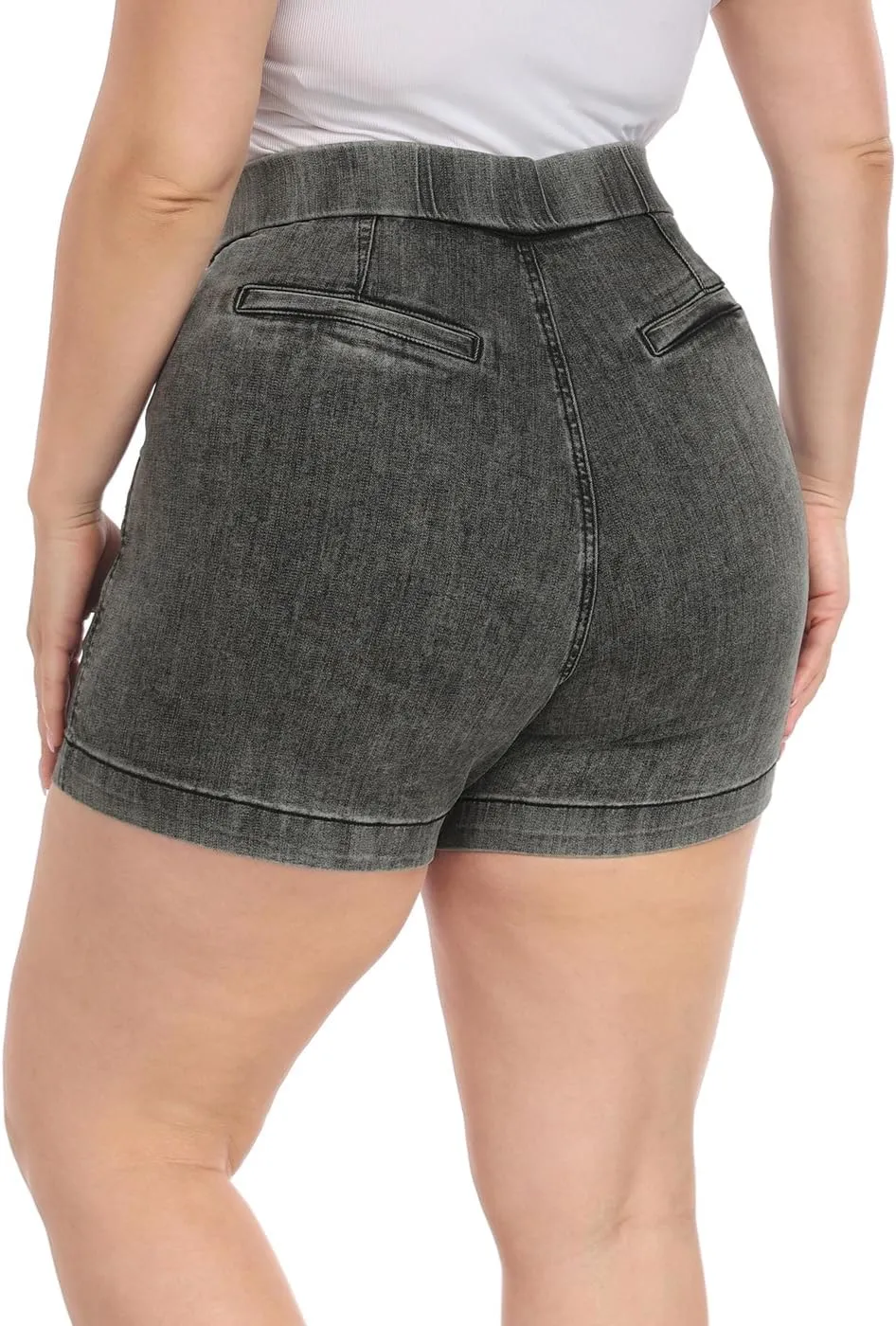 HDE Women's Plus Size Jean Shorts High Waisted Stretch Denim Pull On Shorts