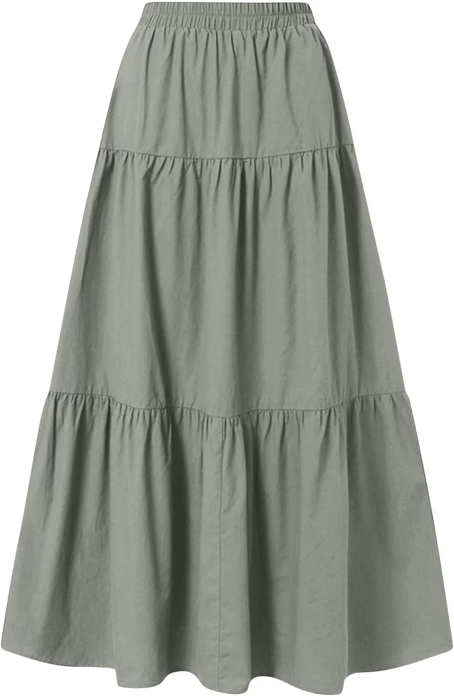High Waisted Maxi Skirt for Women Summer Tiered Elastic Elegant Skirts Ruffle A Line Skirt Swing Long Skirts (S-2Xl)