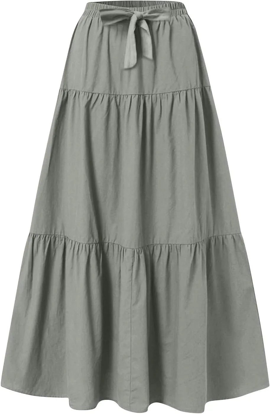 High Waisted Maxi Skirt for Women Summer Tiered Elastic Elegant Skirts Ruffle A Line Skirt Swing Long Skirts (S-2Xl)