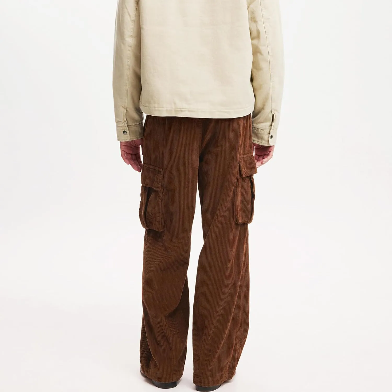 Hulpvktsgiq Mens Corduroy Cargo Pants Casual Joggers Straight Leg Pants Button Baggy Sweatpants Ribbed Trousers with Pockets