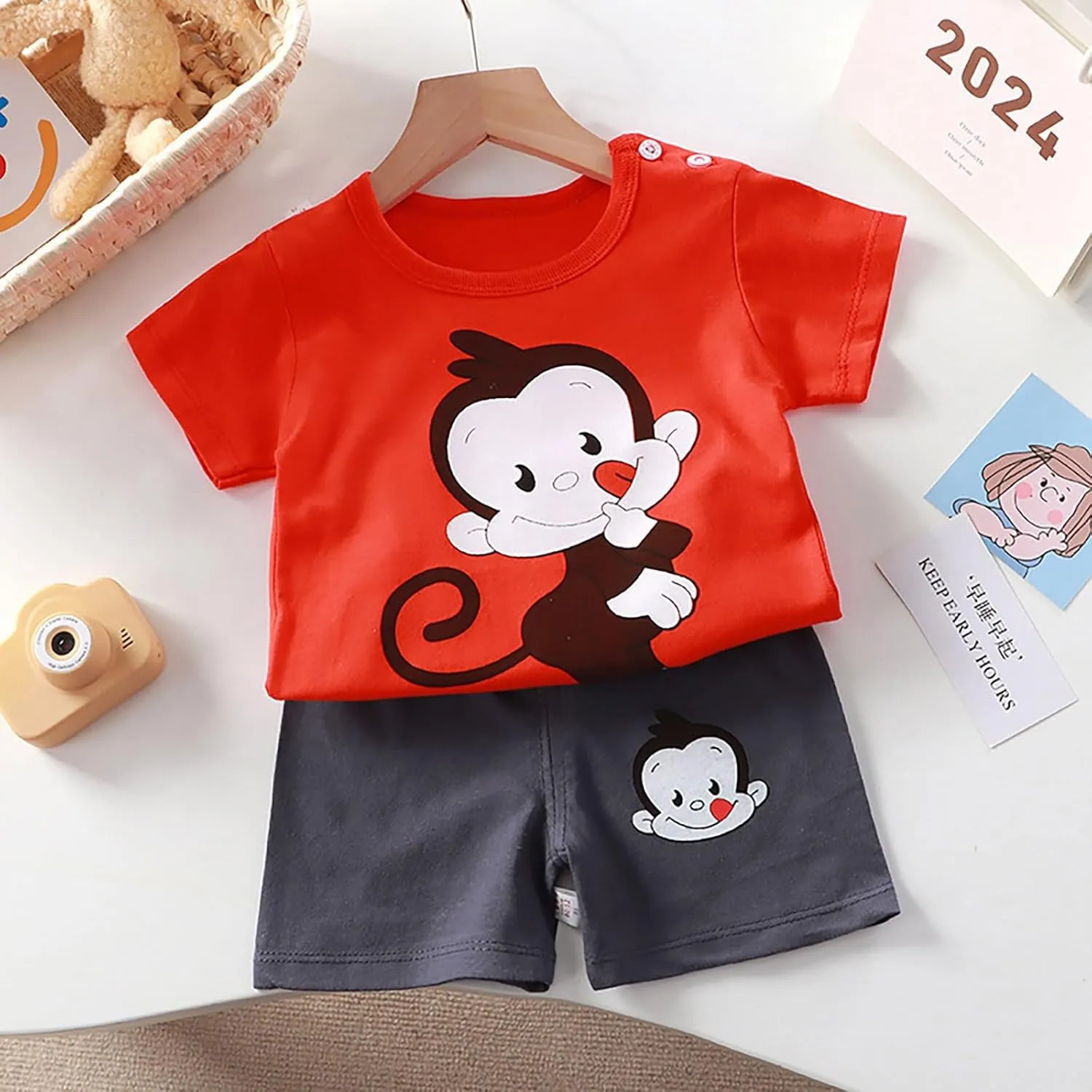 Infant Baby Boys Girls Soft Cotton 𝐏a𝐣amas Dinosaur Print 𝐏𝐣s Toddler Comfy 𝐒lee𝐩wear Short Sleeve Shirt with Shorts