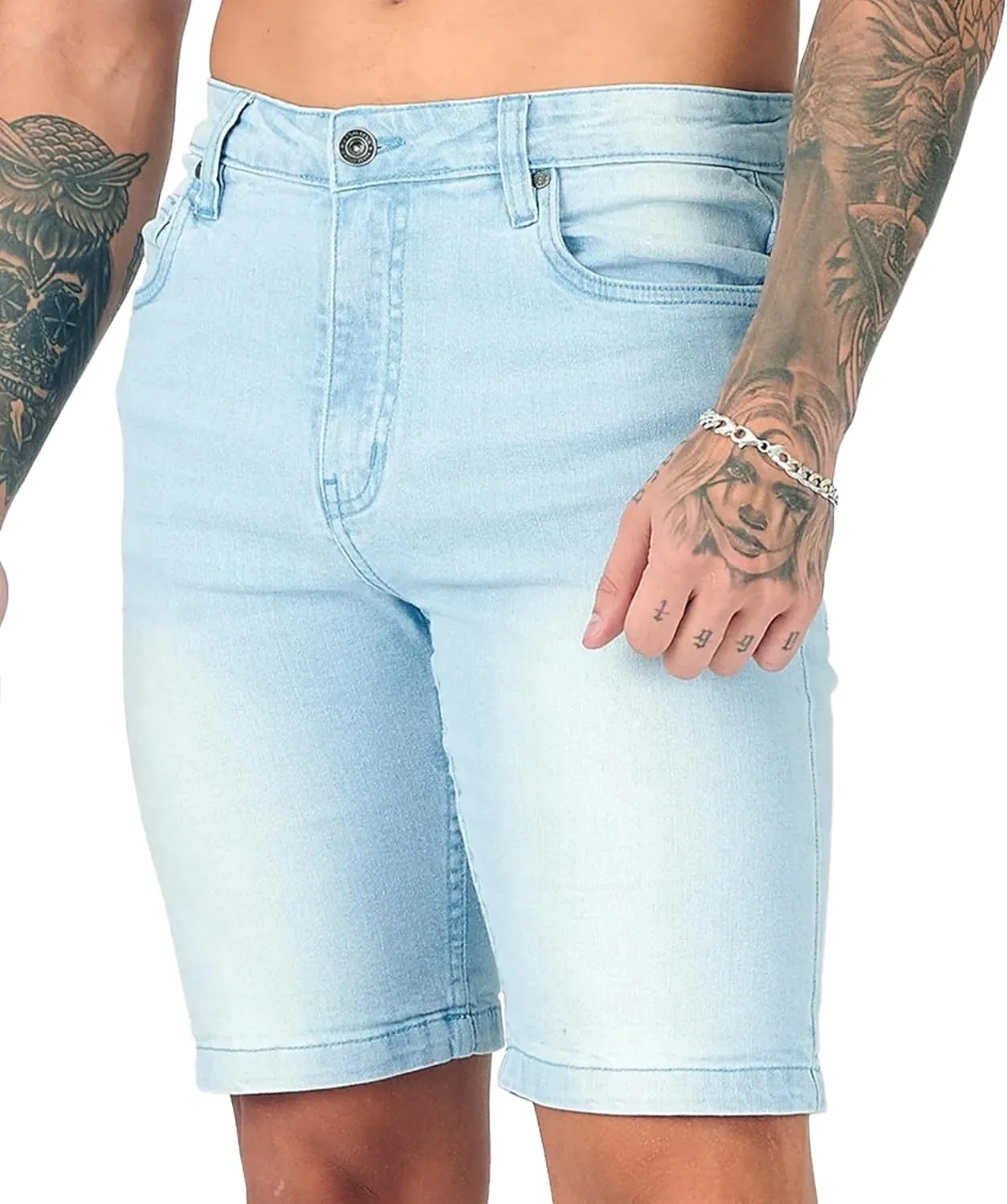 Jean Shorts Men - Stretch Relaxed Fit Mens Denim Shorts - Casual Five Pockets Mens Jean Shorts for Summer Outdoor