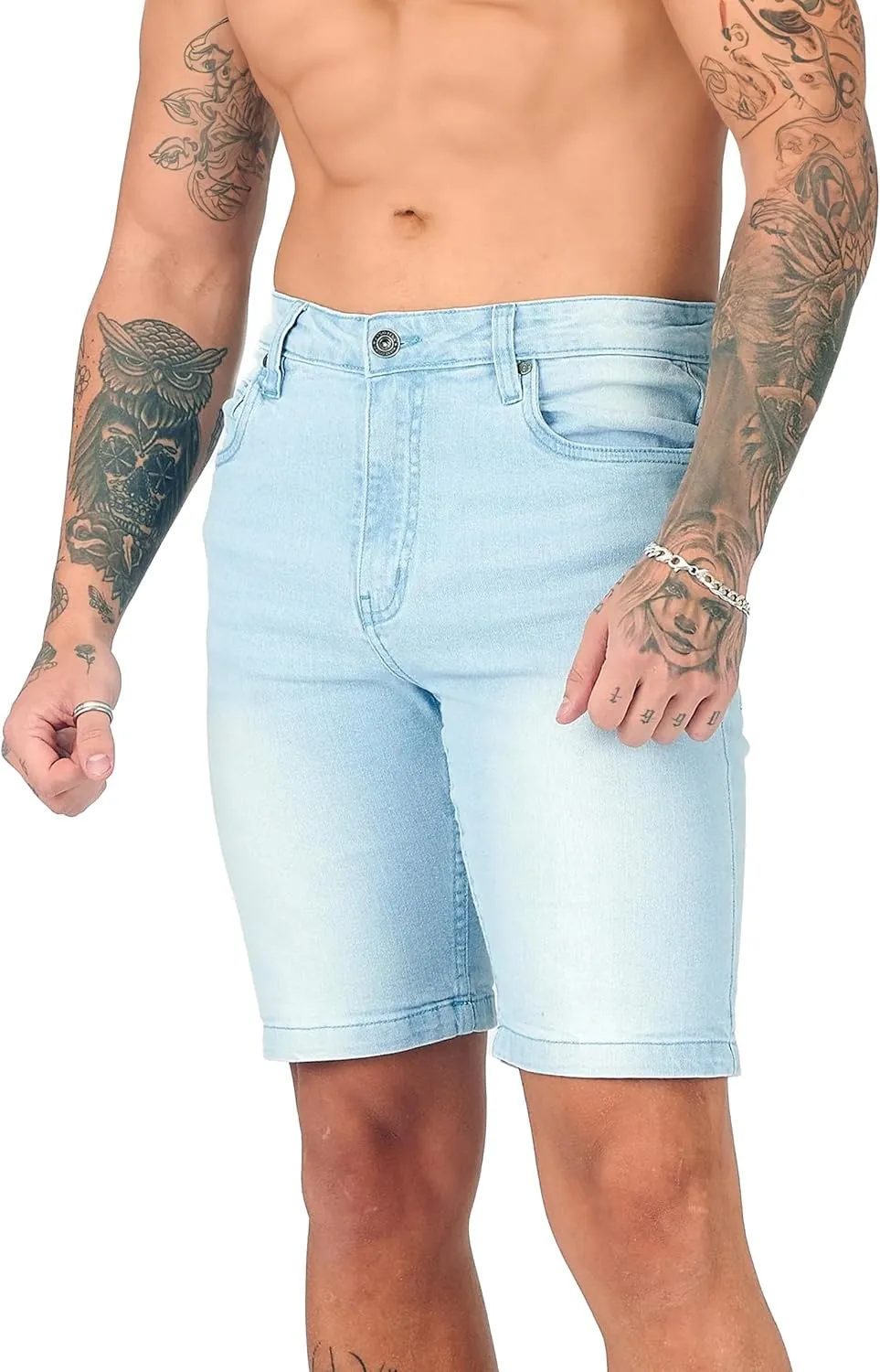Jean Shorts Men - Stretch Relaxed Fit Mens Denim Shorts - Casual Five Pockets Mens Jean Shorts for Summer Outdoor