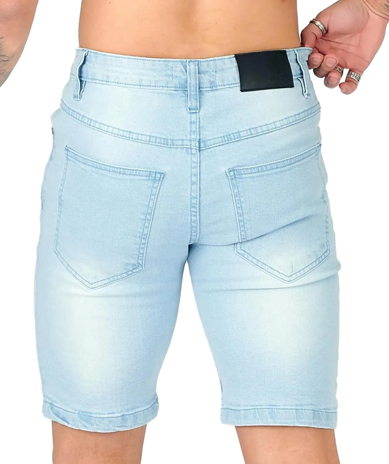 Jean Shorts Men - Stretch Relaxed Fit Mens Denim Shorts - Casual Five Pockets Mens Jean Shorts for Summer Outdoor