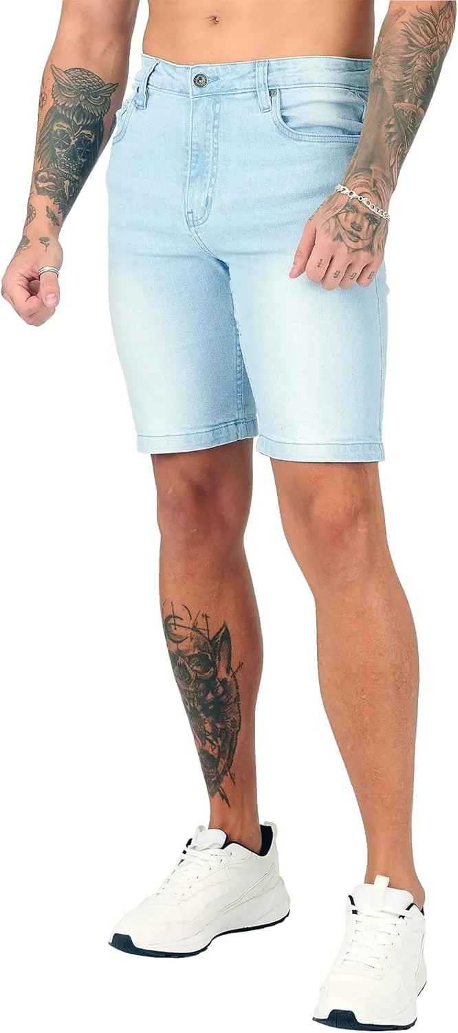 Jean Shorts Men - Stretch Relaxed Fit Mens Denim Shorts - Casual Five Pockets Mens Jean Shorts for Summer Outdoor