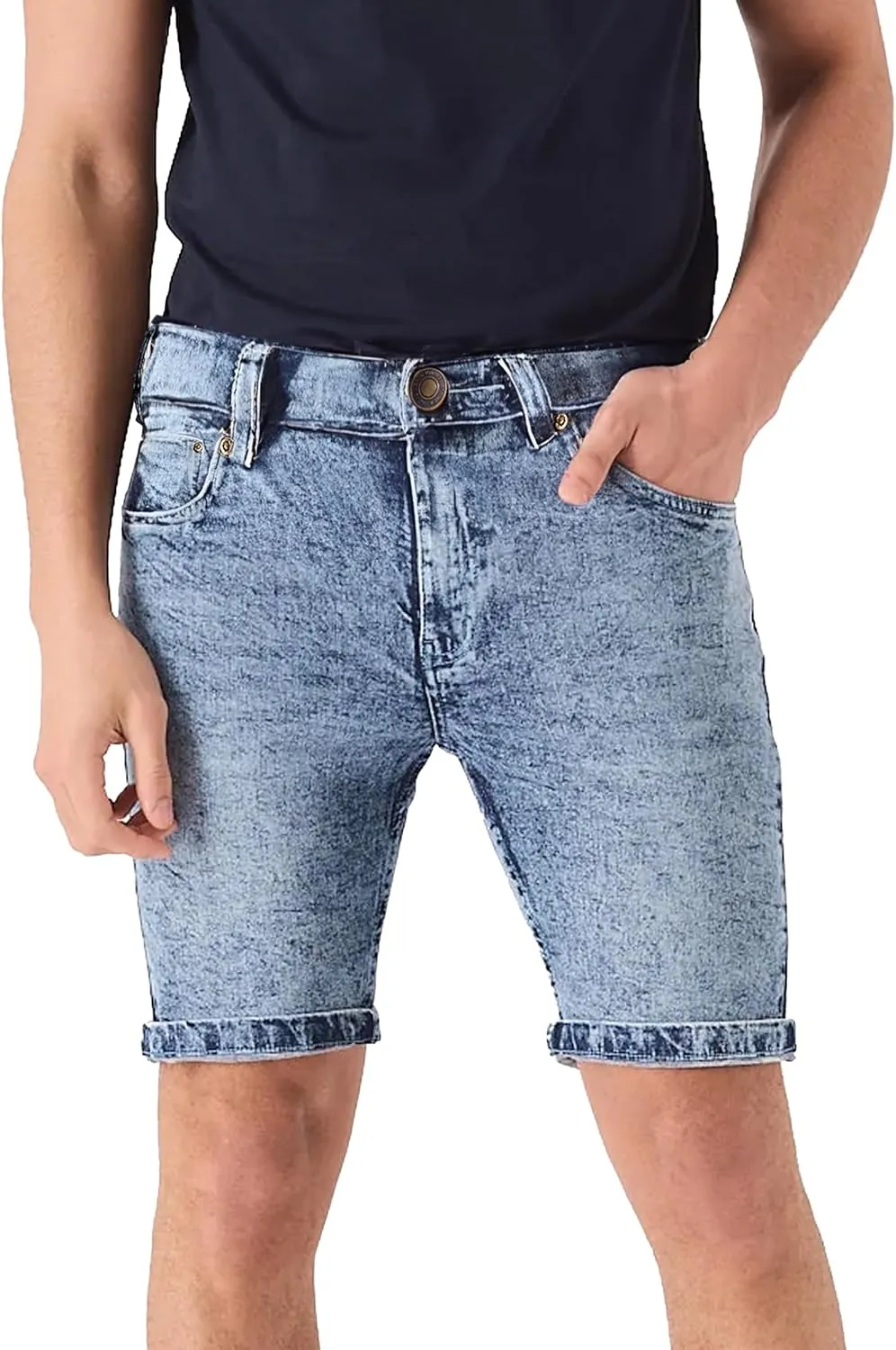 Jean Shorts Men - Stretch Relaxed Fit Mens Denim Shorts - Casual Five Pockets Mens Jean Shorts for Summer Outdoor