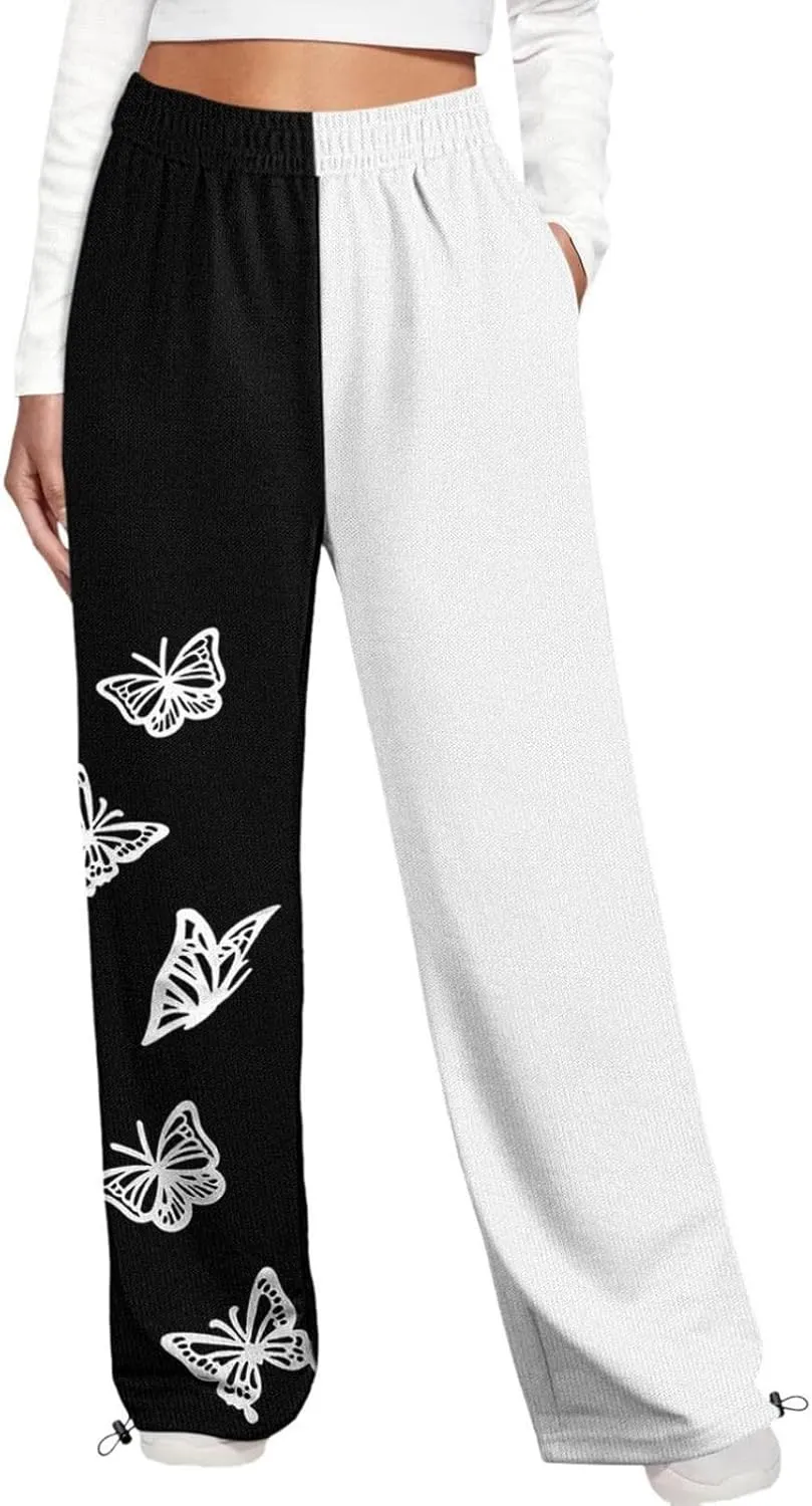 Joggers for Women 2024 Elastic Waist Straight Leg Cuffed Pants Casual Work Office Tapered School Slacks with Pockets