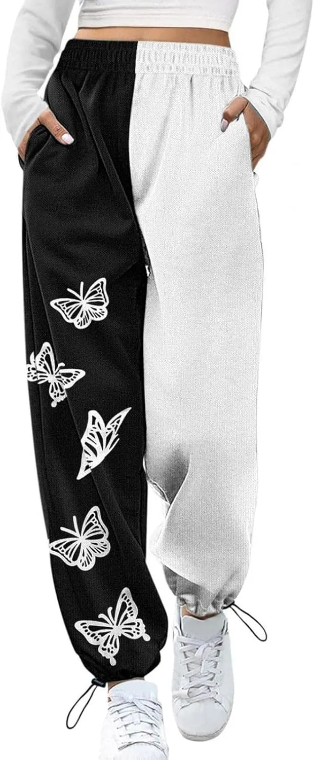 Joggers for Women 2024 Elastic Waist Straight Leg Cuffed Pants Casual Work Office Tapered School Slacks with Pockets