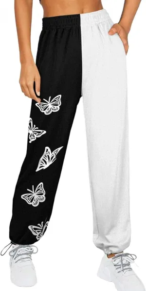 Joggers for Women 2024 Elastic Waist Straight Leg Cuffed Pants Casual Work Office Tapered School Slacks with Pockets