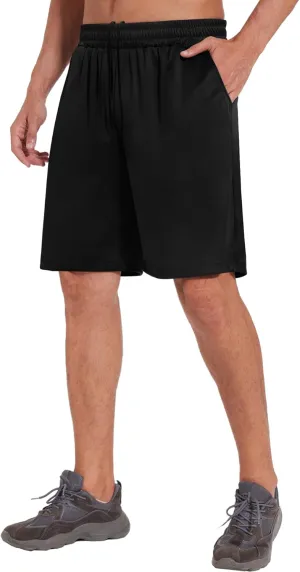 LalaHooK Basketball Gym Mens Shorts - Athletic Quick Dry Black Workout Shorts with Pockets for Casual Running Activewear