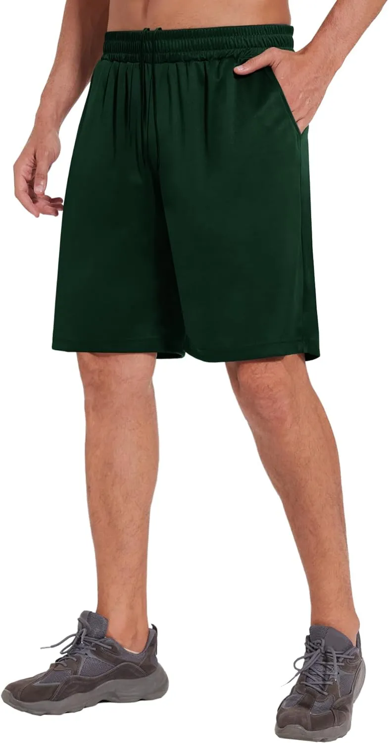 LalaHooK Basketball Gym Mens Shorts - Athletic Quick Dry Black Workout Shorts with Pockets for Casual Running Activewear