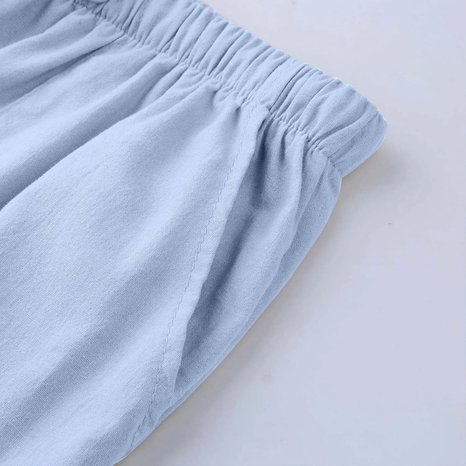 Linen Drawstring Pants Mens Elastic Waist Lightweight Trousers Casual Loose Straight Leg Yoga Fall Soft Beach Pants