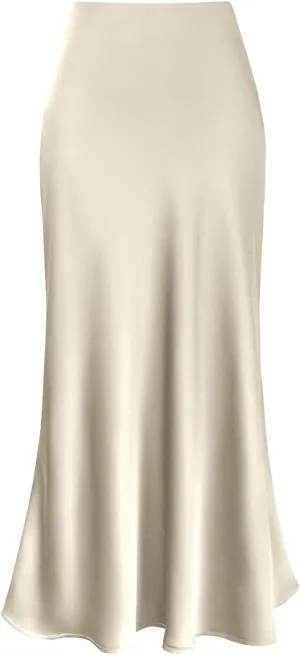 Long Skirts for Women Silk Mermaid Satin Flowy High Waist Cocktail Party Wedding Trendy Spring Elegant Maxi Skirt 2025