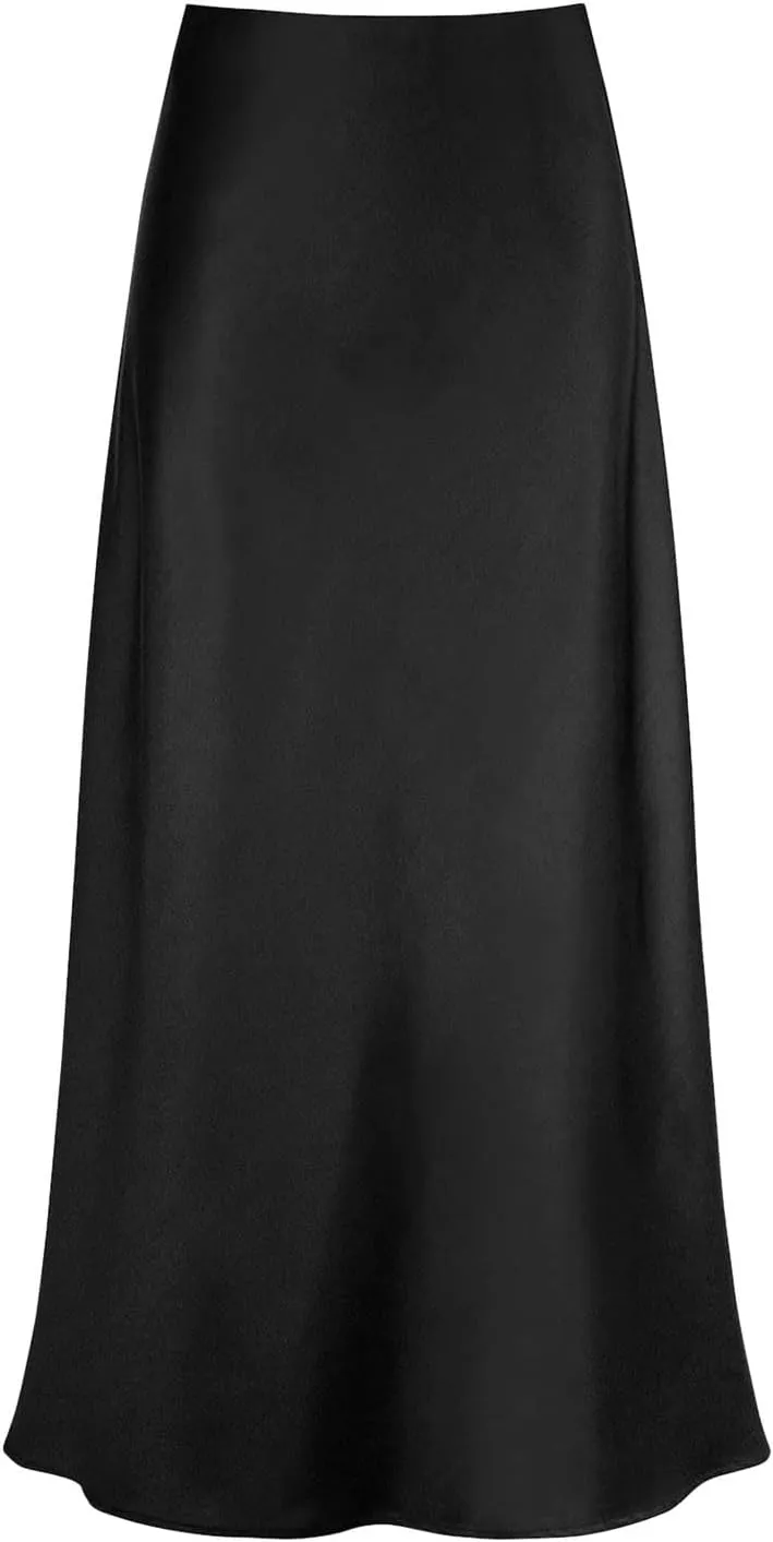 Long Skirts for Women Silk Mermaid Satin Flowy High Waist Cocktail Party Wedding Trendy Spring Elegant Maxi Skirt 2025