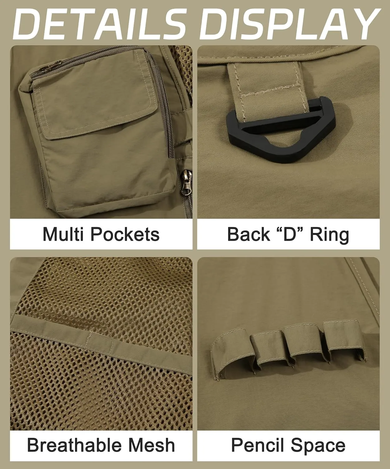M2C Mens Hooded Mesh Multiple Pockets Traveling Vest