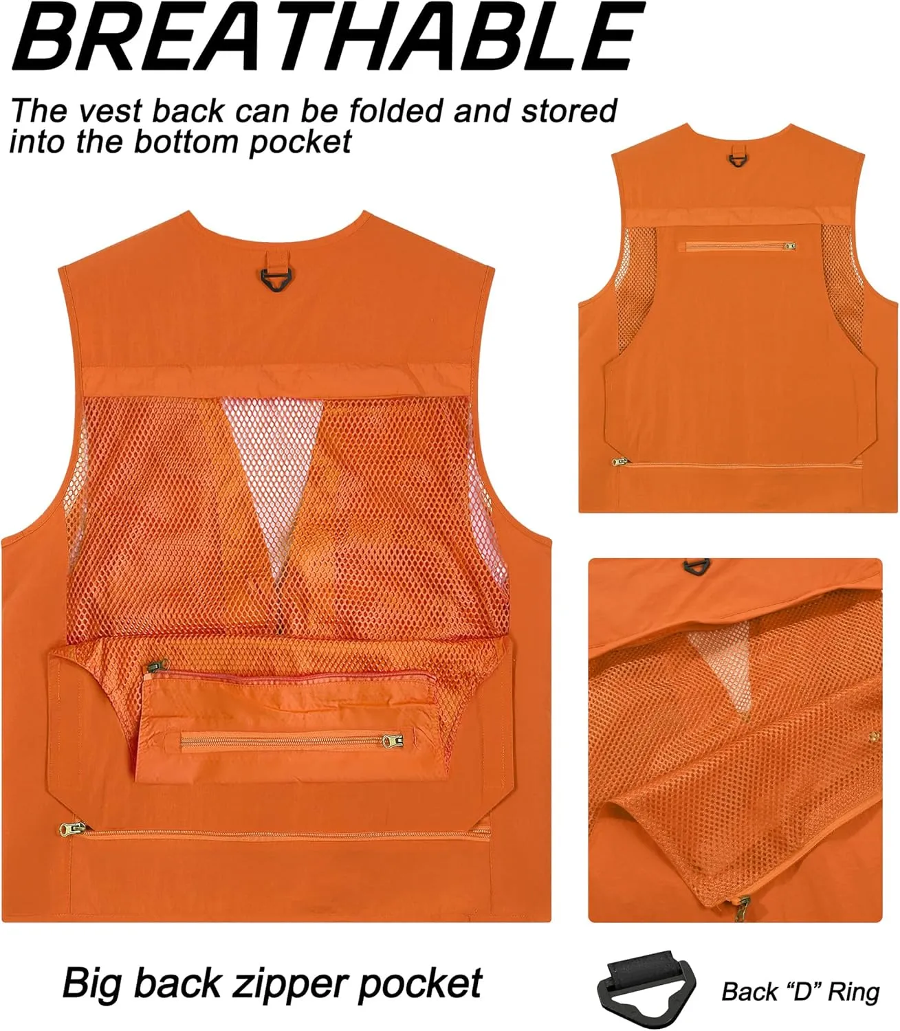 M2C Mens Hooded Mesh Multiple Pockets Traveling Vest