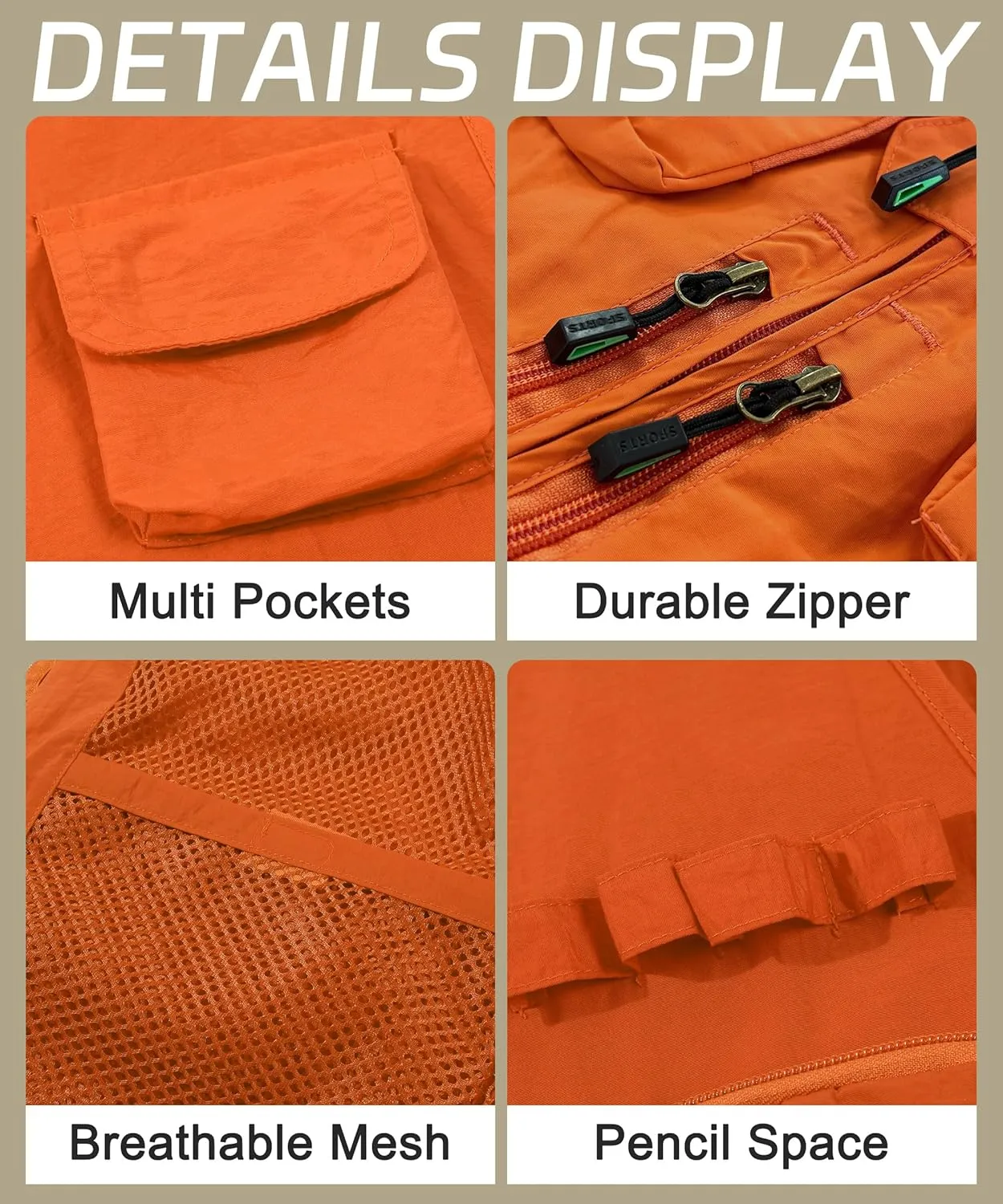 M2C Mens Hooded Mesh Multiple Pockets Traveling Vest