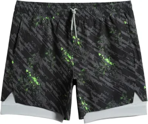 maamgic Mens Workout Shorts 2 in 1 Stretch 5" Gym Shorts Running Shorts with Compression Liner Zip Pocket