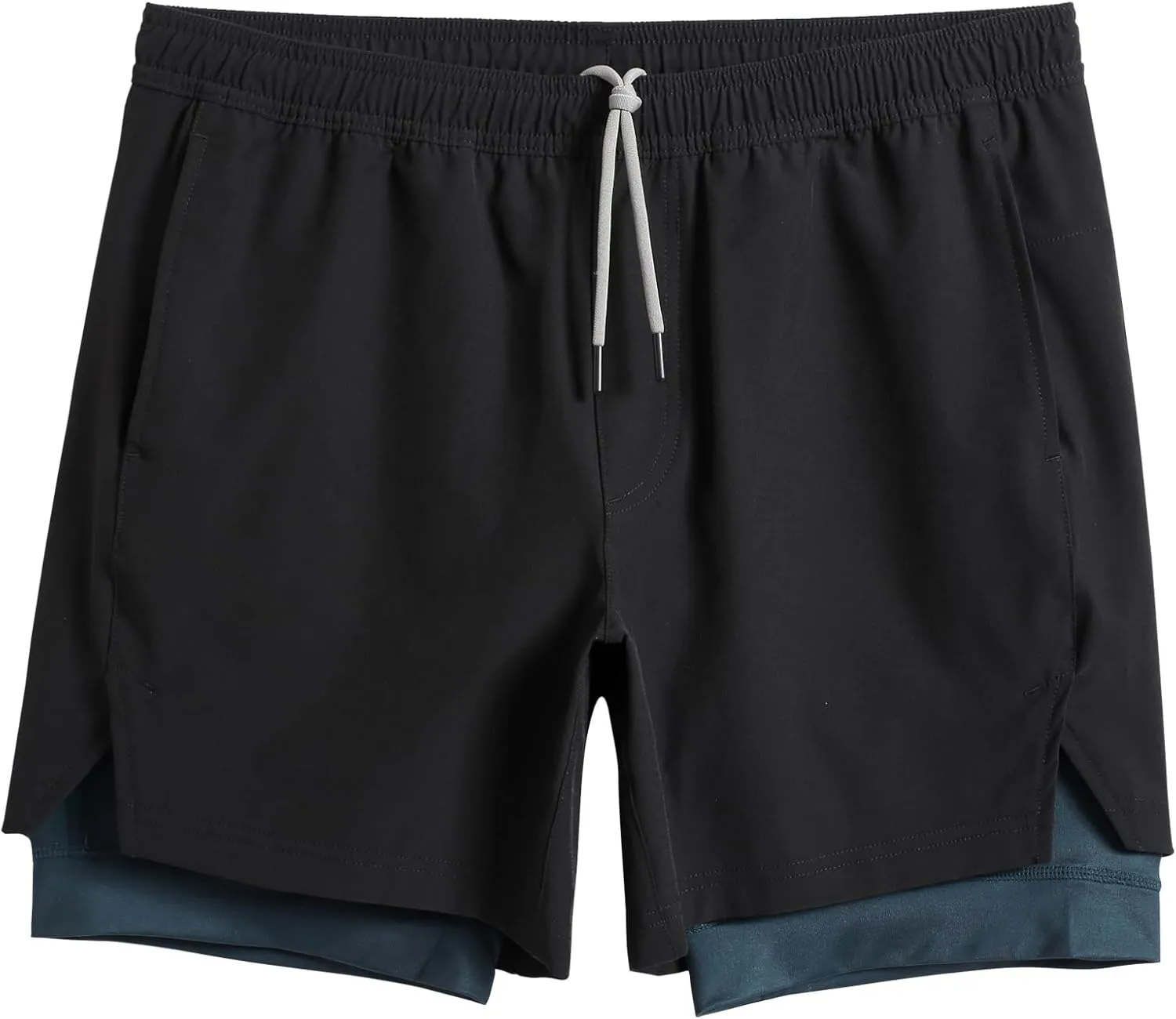 maamgic Mens Workout Shorts 2 in 1 Stretch 5" Gym Shorts Running Shorts with Compression Liner Zip Pocket
