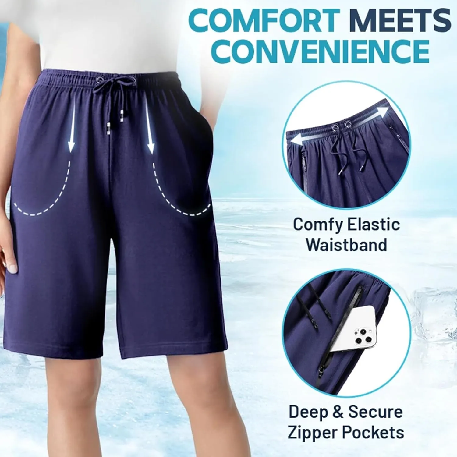 Maidenfit Icyshorts, Unisex Ice Silk Stretch Quick-Dry Shorts, Shorts for Senior Women, Quick Drying Stretch Short for Unisex