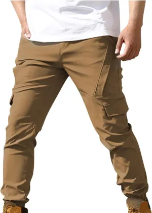Men's Cargo Pants Fashion Multi-Pocket Solid Color Workwear Trouser Outdoor Sport Hiking Fishing Sweatpant
