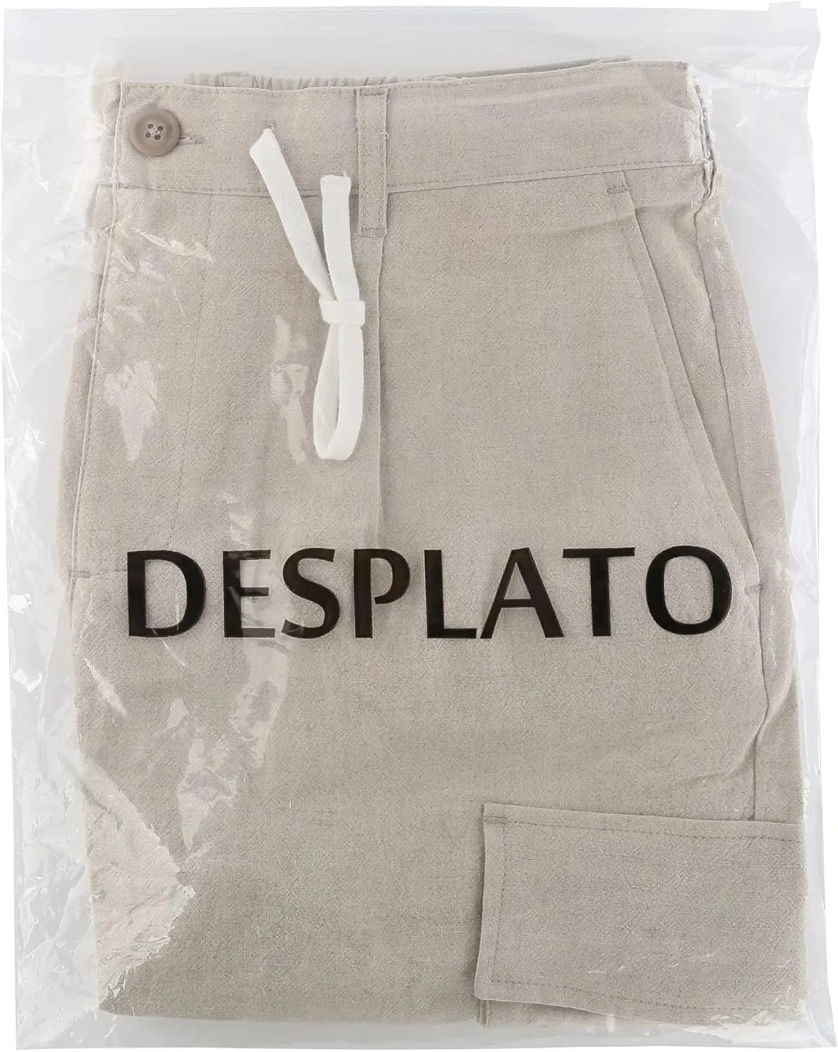Mens Casual Classic Comfort Soft Linen/Cotton Pocket Active Sports Chino Cargo Shorts