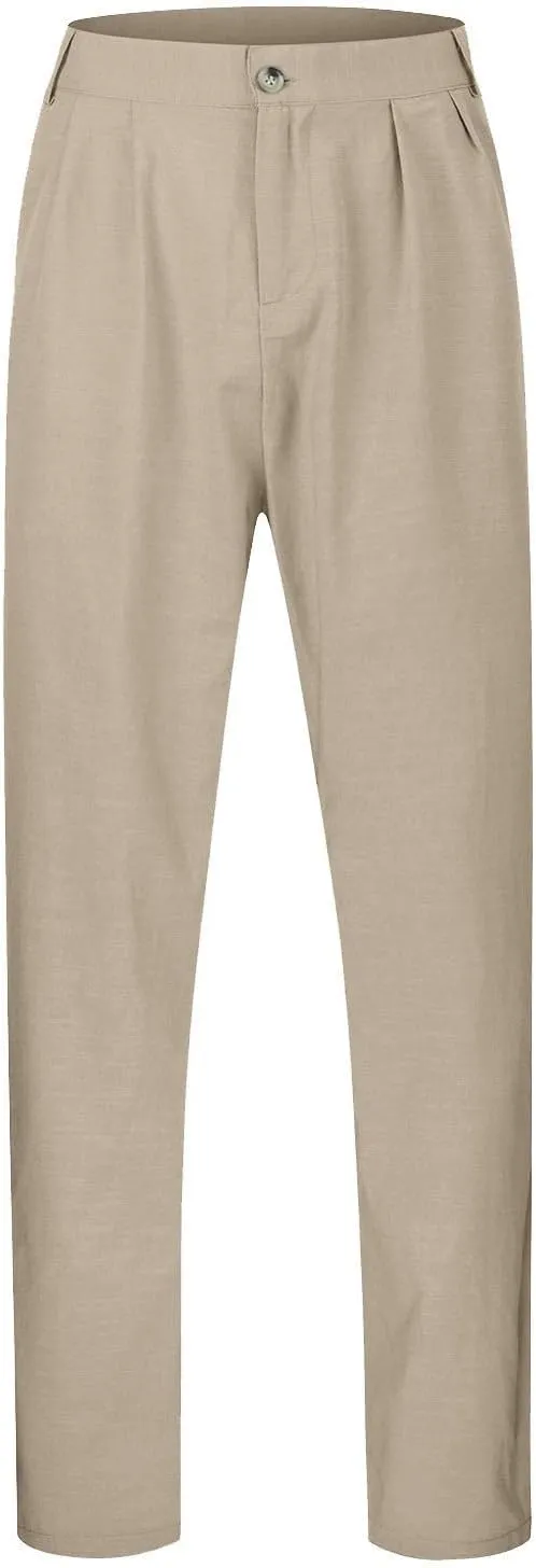 Mens Casual Pants Elastic Waist Lightweight Loose Fit Pleated Slacks Summer Beach Yoga Trousers, Tactical Pants for Men