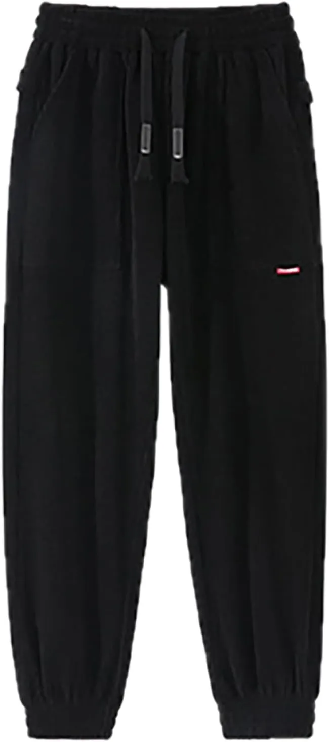 Men's Fall Corduroy Joggers Cargo Pants Drawstring Elastic Waist Baggy Tapered Causal Cuffed Trousers with Pockets