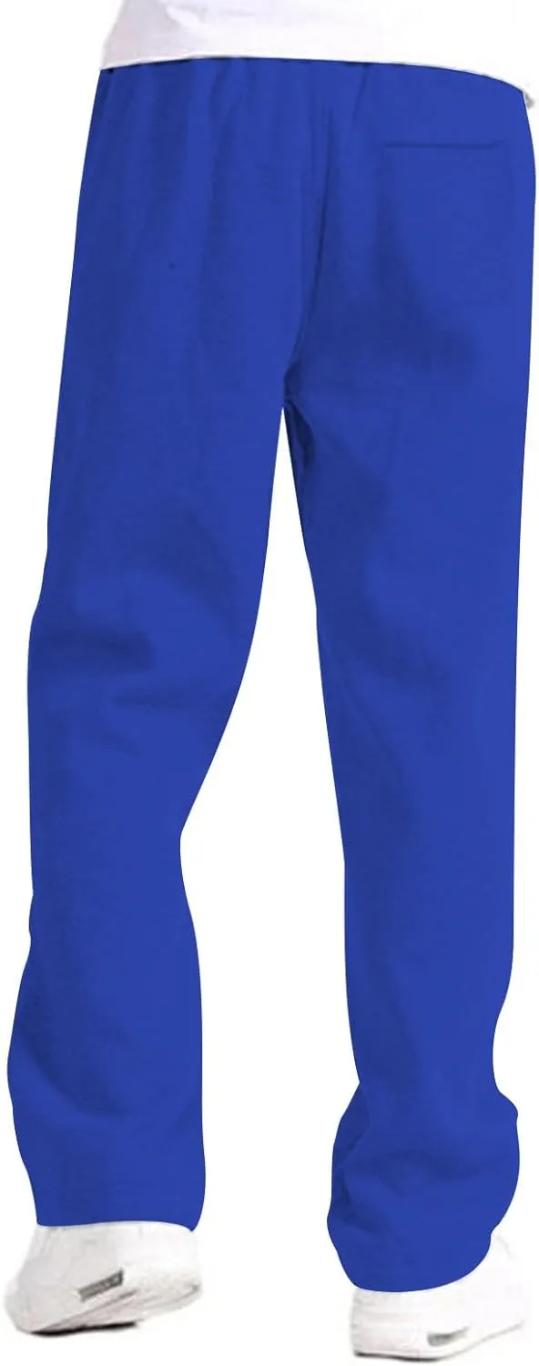 Mens Fleece Baggy Sweatpants Elastic Waist Heavyweight Joggers Pants with Pocket Loose Wide Leg Trousers Sweat Pants
