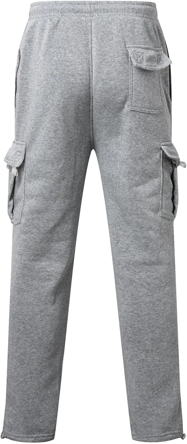 Mens Fleece Baggy Sweatpants Elastic Waist Heavyweight Joggers Pants with Pocket Loose Wide Leg Trousers Sweat Pants