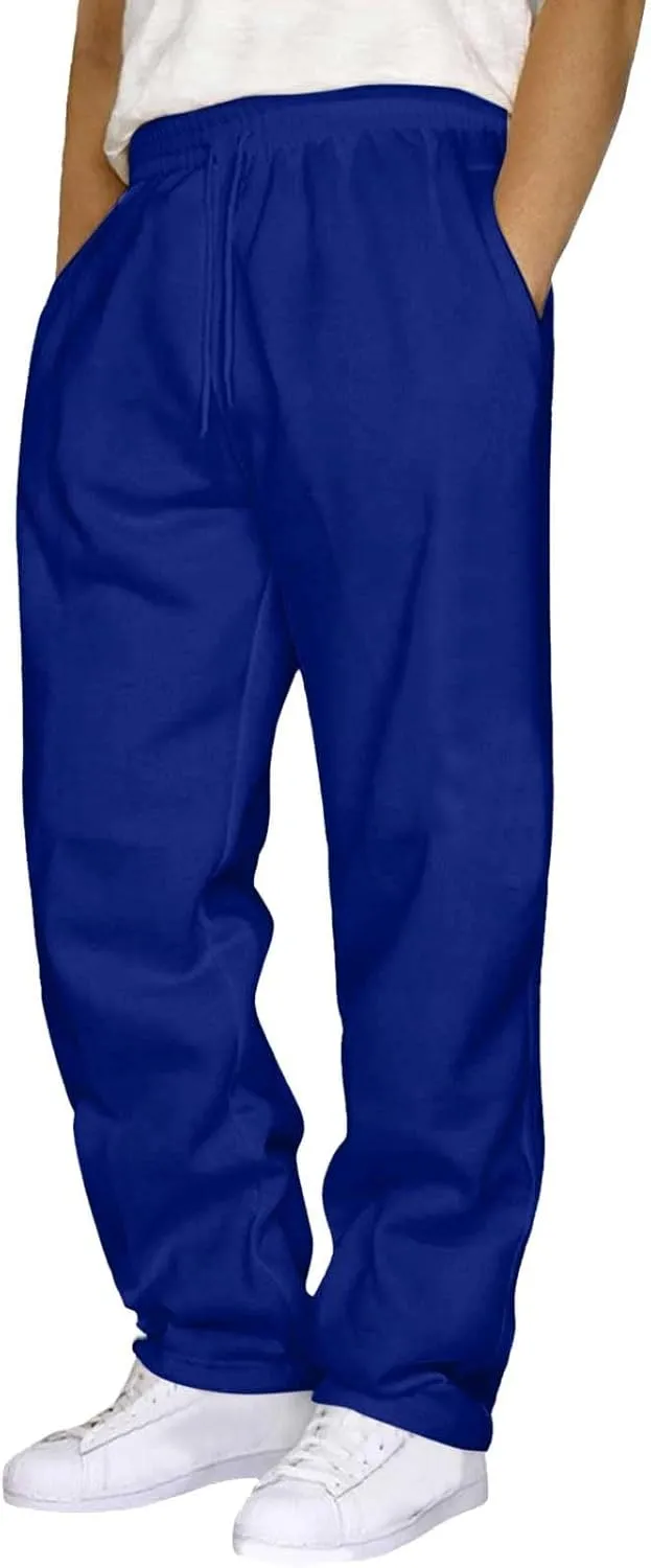 Mens Fleece Baggy Sweatpants Elastic Waist Heavyweight Joggers Pants with Pocket Loose Wide Leg Trousers Sweat Pants