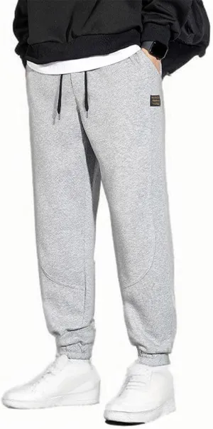 Men's Fleece Jogger Sweatpants Baggy Elastic Waist Drawstring Cargo Pants with Pockets Casual Workout Gym Trousers