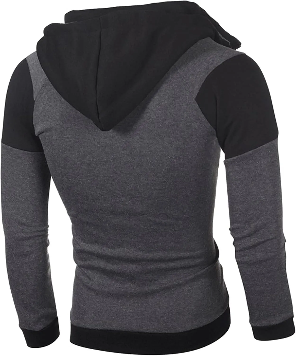 Men's Full Zip Hoodies Fake Two-Piece Sports Sweatshirt Long Sleeve Zipper Hooded Jacket Coats