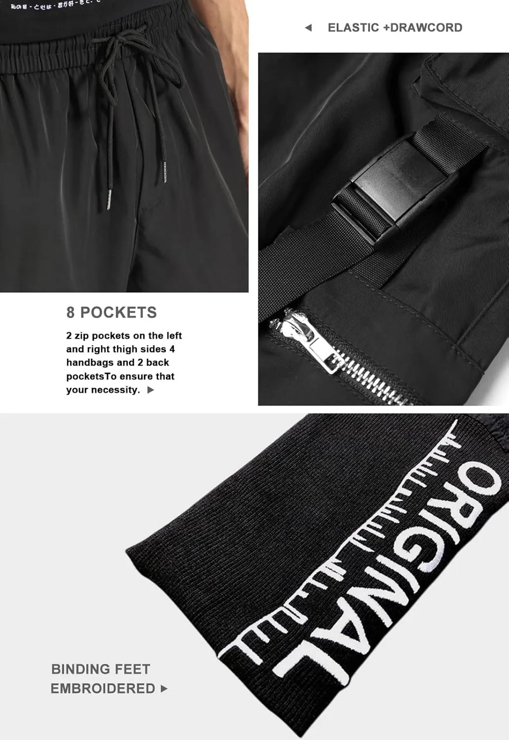 Men's Joggers Pants Lightweight Unisex Outdoor Fashion Jogging Hip Hop Casual Cargo Pants Techwear Pants