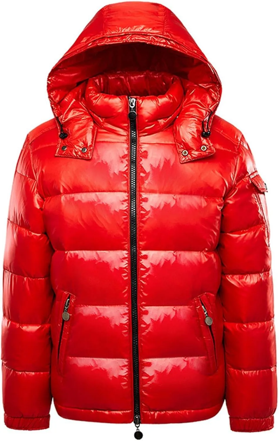 Men's Lightweight Warm Down Puffer Jacket Hooded Full Zip Winter Waterproof Coats Stretch Quilted Bubble Padded Hooded