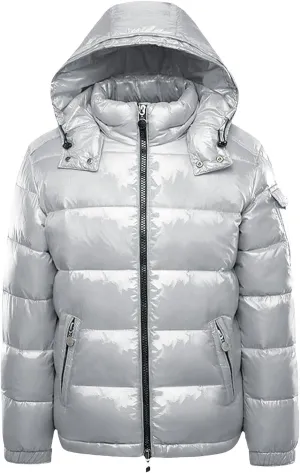 Men's Lightweight Warm Down Puffer Jacket Hooded Full Zip Winter Waterproof Coats Stretch Quilted Bubble Padded Hooded