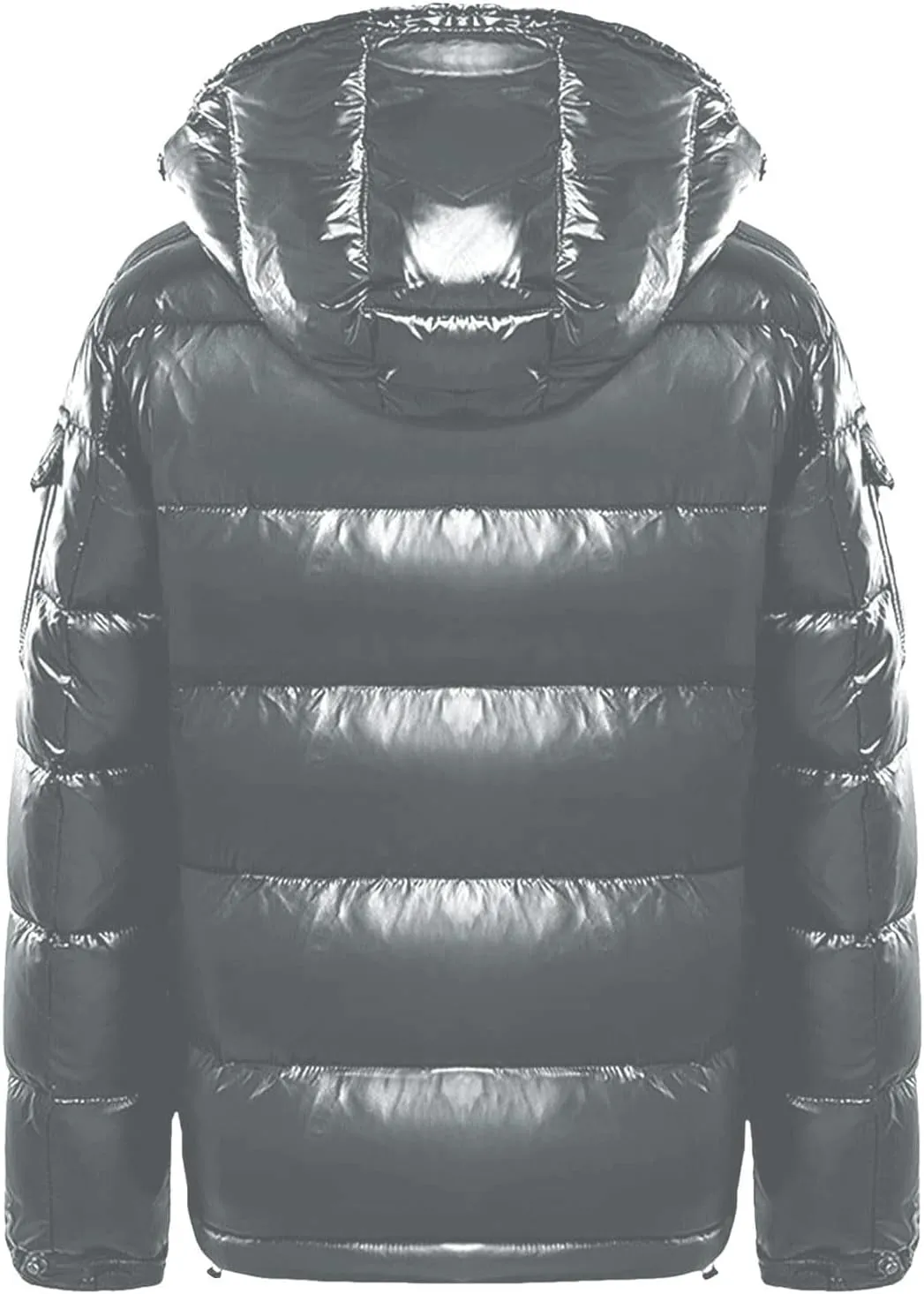 Men's Lightweight Warm Down Puffer Jacket Hooded Full Zip Winter Waterproof Coats Stretch Quilted Bubble Padded Hooded