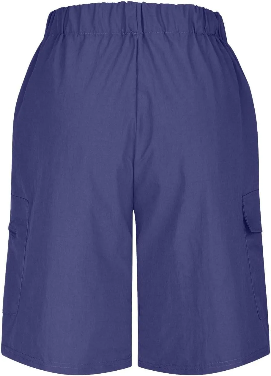 Mens Running Shorts Quick Dry Athletic Gym Shorts Stretch Wasit Zipper Pockets Outdoor Hiking Fishing Jogging Shorts
