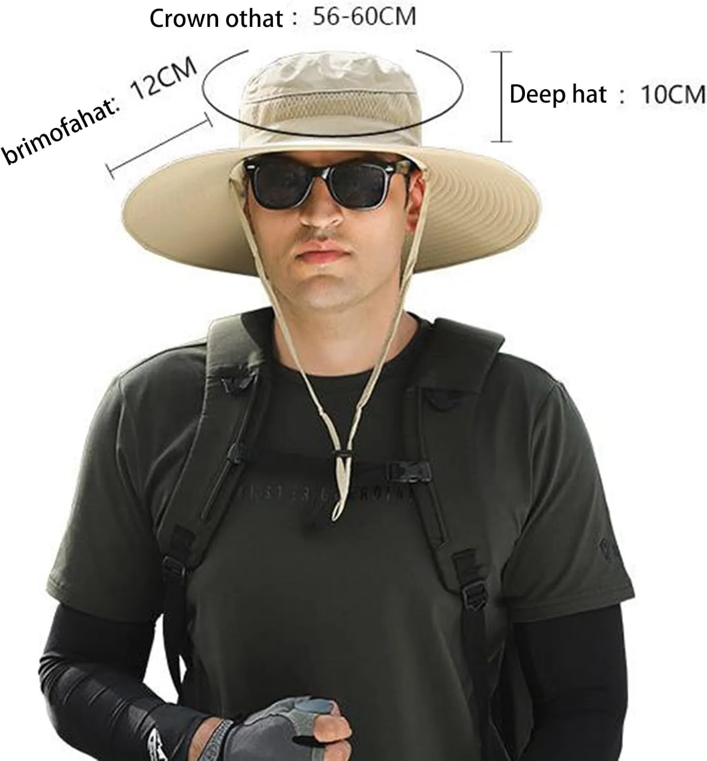 Mens Sun Hat with 2 Fan,Outdoor Summer Cooling Wide Brim Bucket Hat, Beach Hat Garden Hat, Solar   USB Dual Power Supply