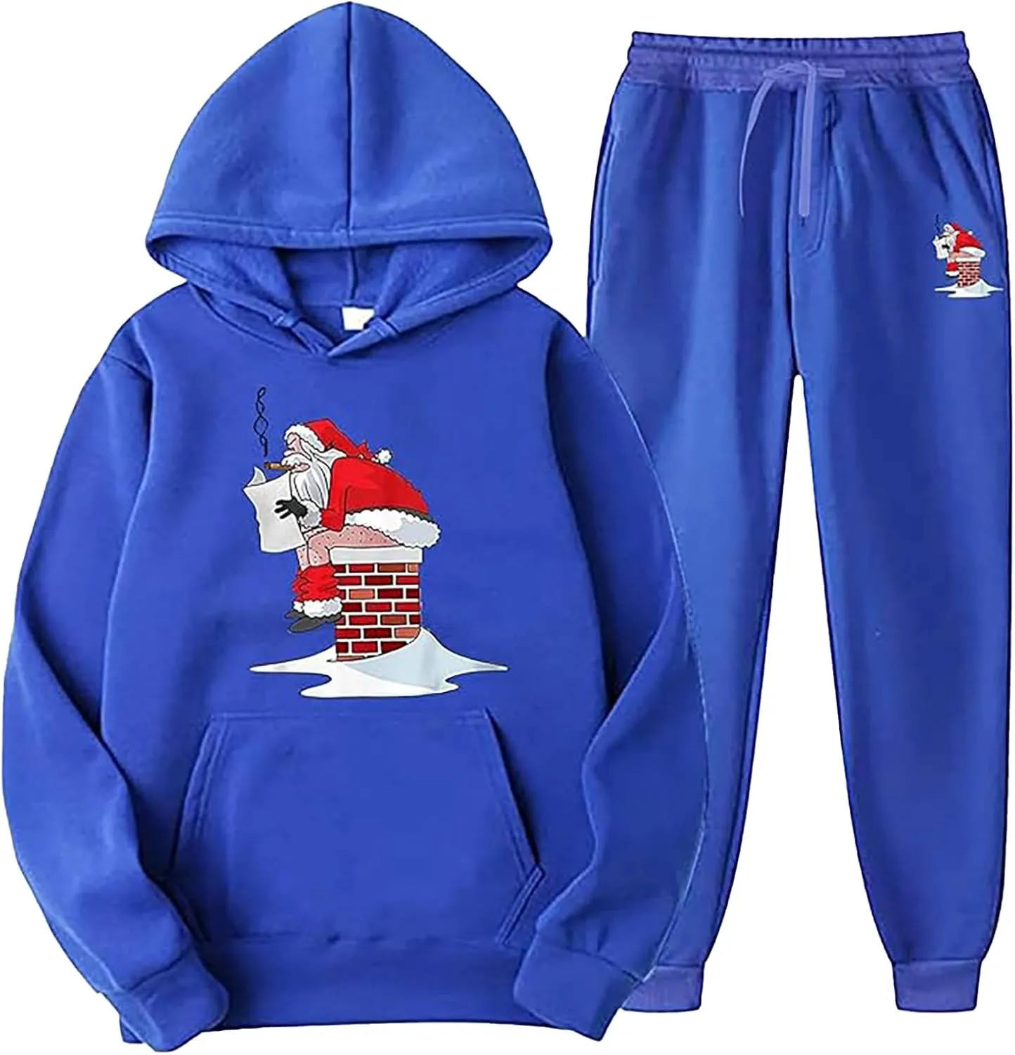 Mens Sweatsuits 2 Piece Set Set Funny Christmas Tracksuit 2 Piece Funny Reindeer Casual Sport Jogging Suits with
