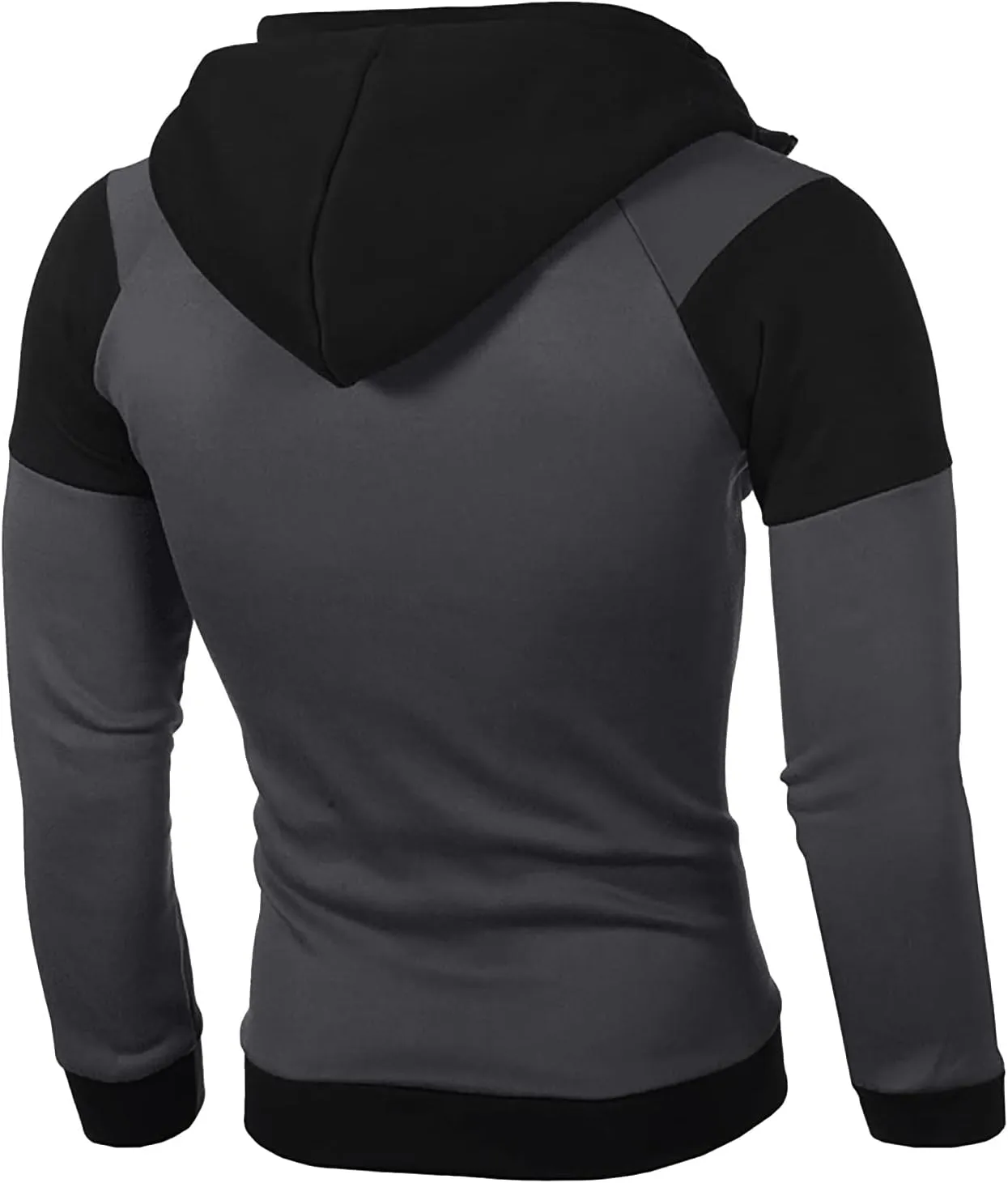 Men's Thermal Hoodie Fake Two-Piece Sports Sweatshirt Long Sleeve Zipper Hooded Jacket Coats