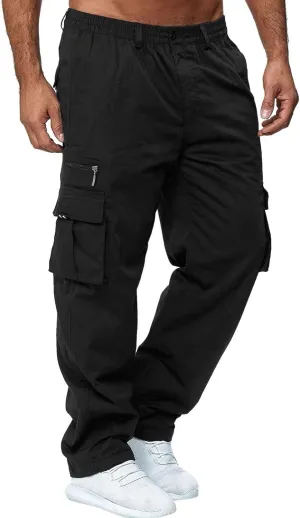 Men's Track Pants Pockets Casual Pants with Zipper Sports Drawstring Mid-Waist Men's Pants Men's Pants Fleece