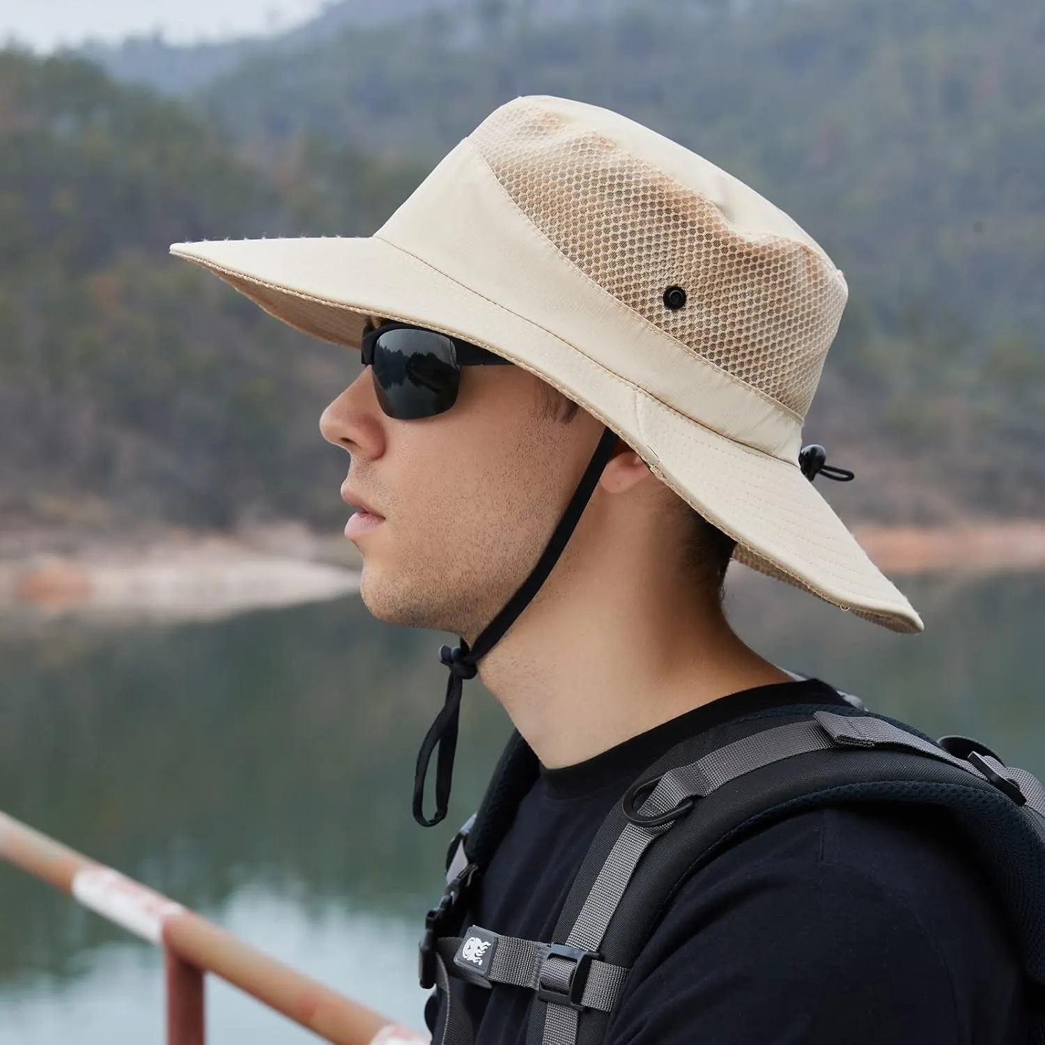 Mens Womens Sunscreen Fisherman Cap Outdoor Mountaineering Fishing Sunshade Bucket Hats Wide Brim Breathable Sun Hat