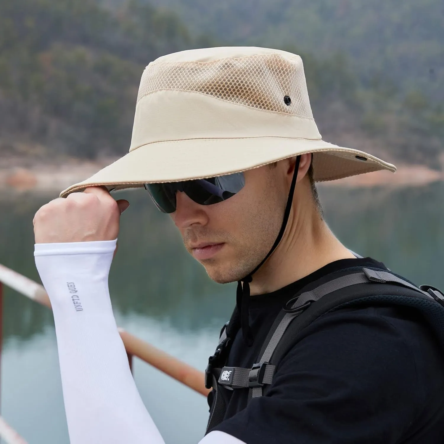 Mens Womens Sunscreen Fisherman Cap Outdoor Mountaineering Fishing Sunshade Bucket Hats Wide Brim Breathable Sun Hat