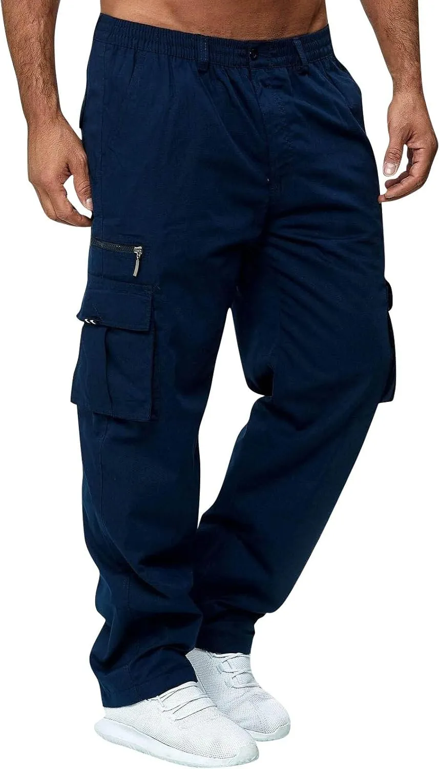 Mens Work Pants Cargo Multi Pockets Big and Tall Relaxed Fit Work Hiking Stretch Outdoor Joggers Trousers