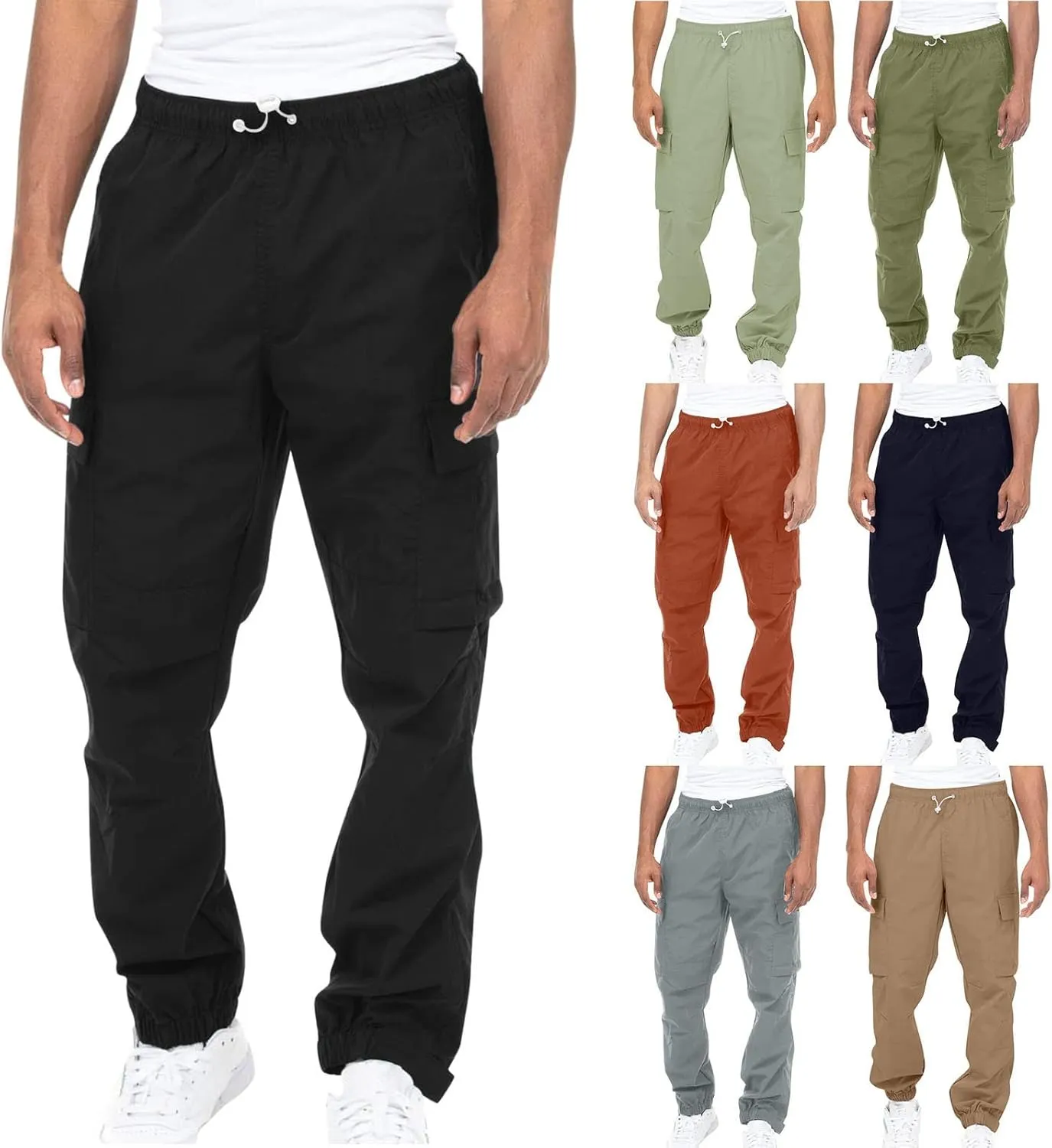 Mens Workout Cargo Sweatpants Pockets Lightweight Ripstop Cargo Work Pants Mens Wild Cargo Pants White Cargo Athletic