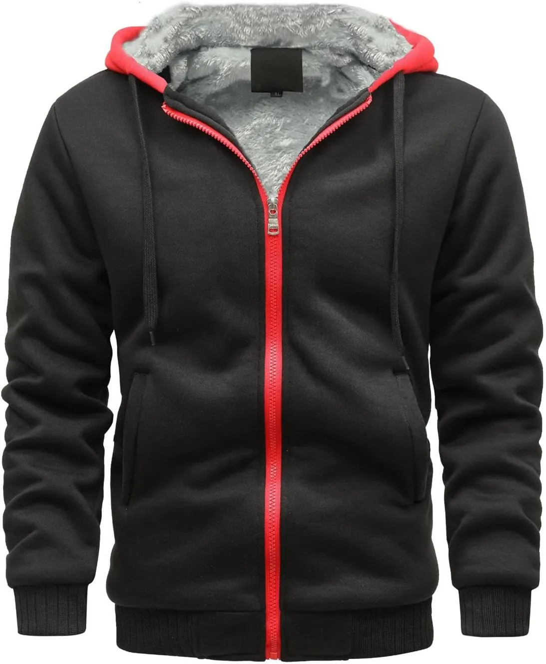 Men's Zip Up Hoodie Men Fake Two-Piece Sports Sweatshirt Long Sleeve Zipper Hooded Jacket Coats