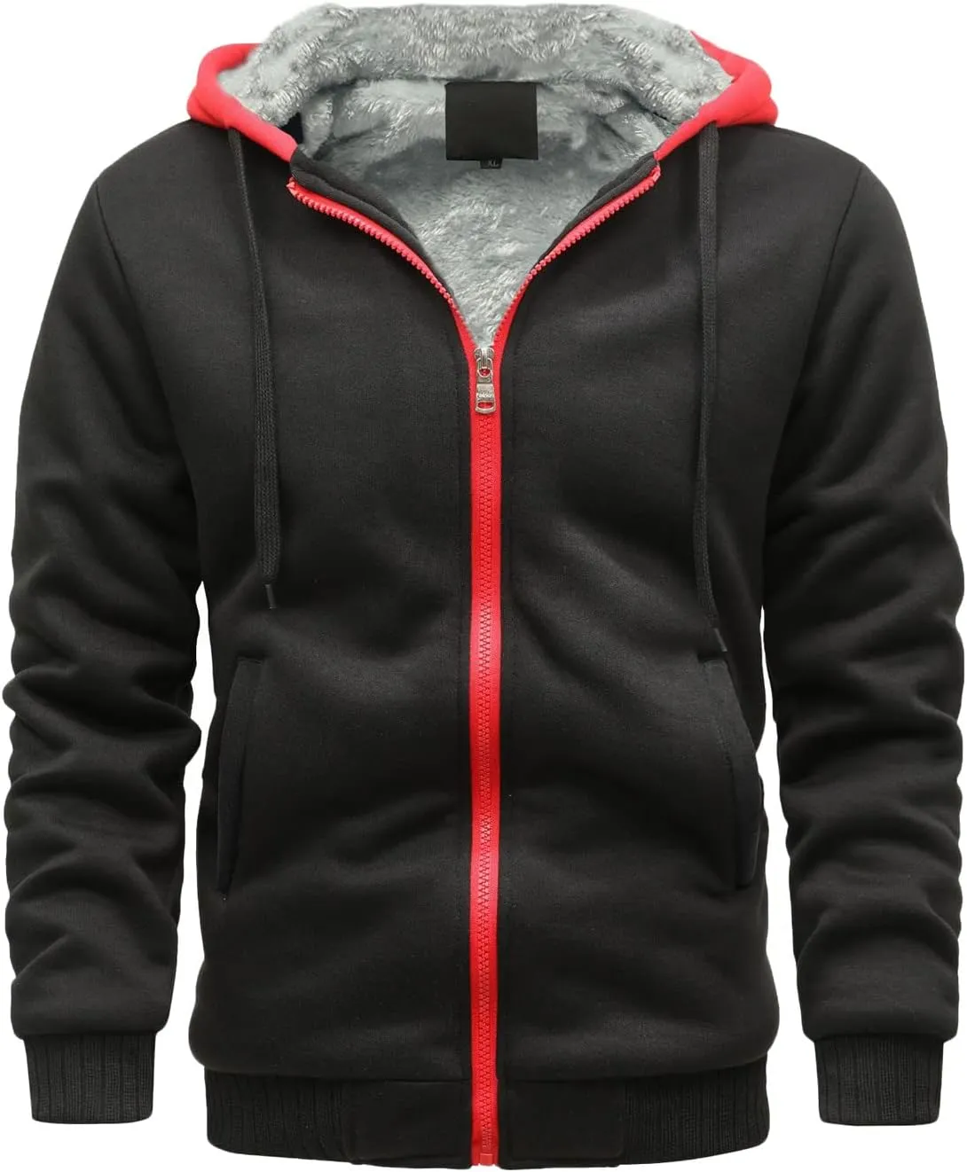 Men's Zip Up Hoodie Men Fake Two-Piece Sports Sweatshirt Long Sleeve Zipper Hooded Jacket Coats