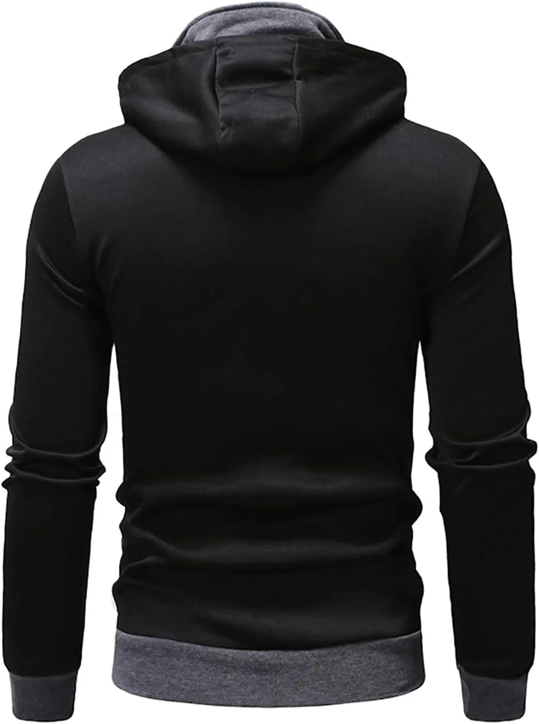 Men's Zip Up Hoodie Men Fake Two-Piece Sports Sweatshirt Long Sleeve Zipper Hooded Jacket Coats
