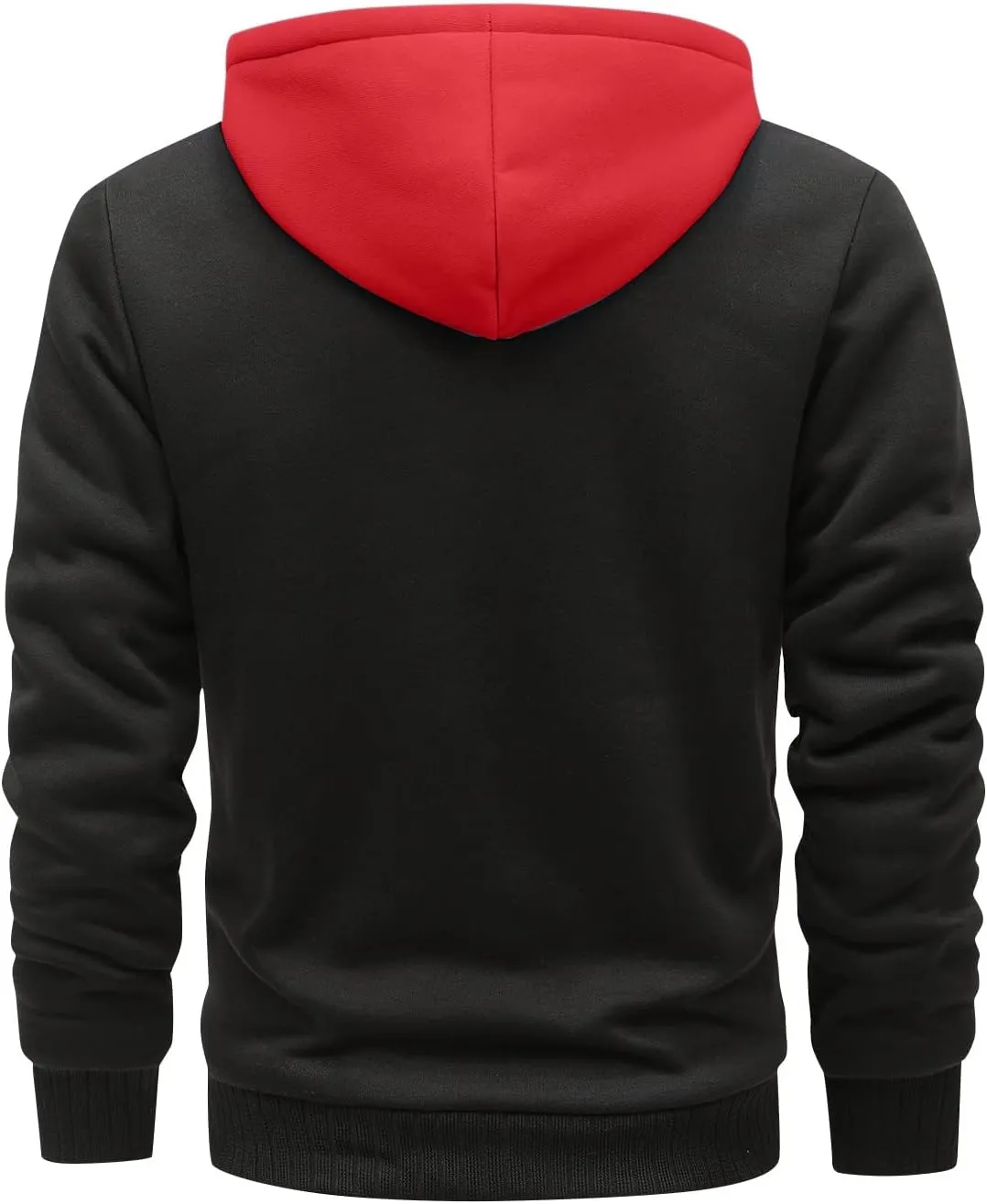 Men's Zip Up Hoodie Men Fake Two-Piece Sports Sweatshirt Long Sleeve Zipper Hooded Jacket Coats